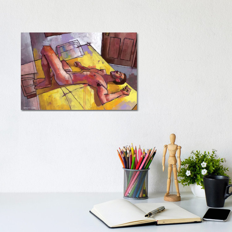 Zach And The Yellow Bedspread by Douglas Simonson - Wrapped Canvas Painting, 20.32 cm H x 30.48 cm W