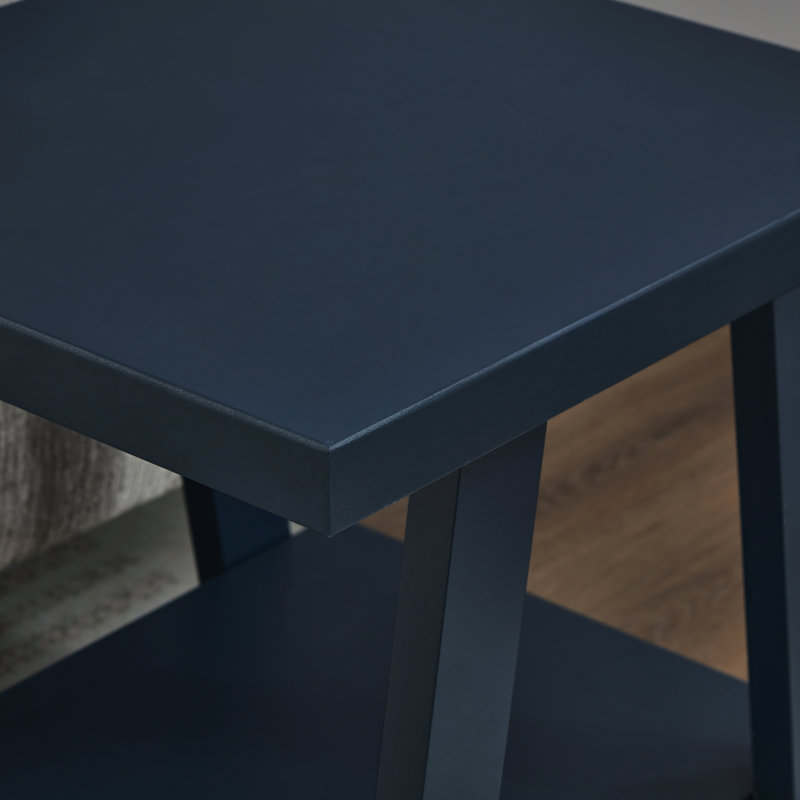 Table de bout avec tablette de rangement Angeleca, Marine, H 23 po x l 22 po x P 23,5 po