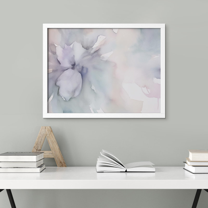 «Abstract Watercolor Floral» sur papier, Blanc, H 12 po x l 16 po