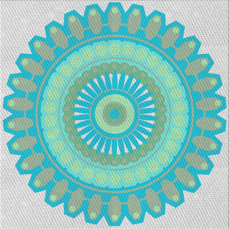 Fabriqué à la machine à partir de laine et de polyester gris/vert Tapis décoratif, Carré 8 pi