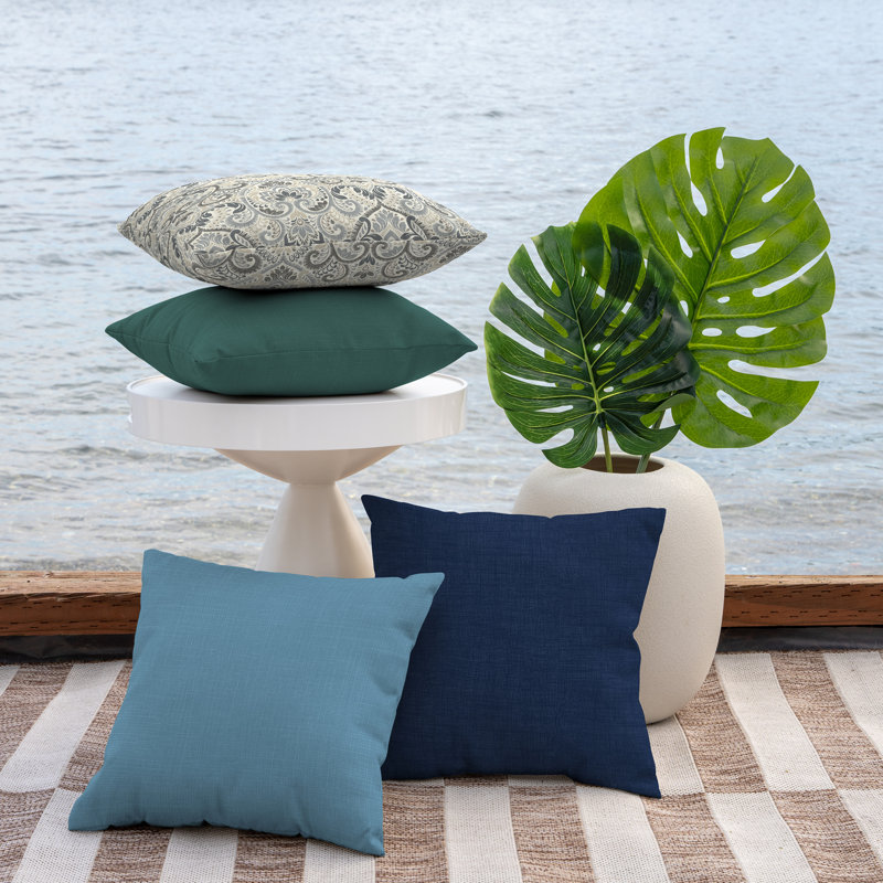 Housse et insert de coussin carré extérieur ARDEN Ruby, Bleu français uni