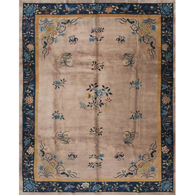 Antique Peking Room Size Wool Brown Earth Tone Rug