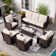 Nadilee Premium All-Weather Wicker 7 - Person Patio Conversation Sets with Cushions
