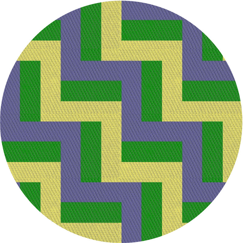 Bleu/jaune Tapis décoratif, Rond 4 pi