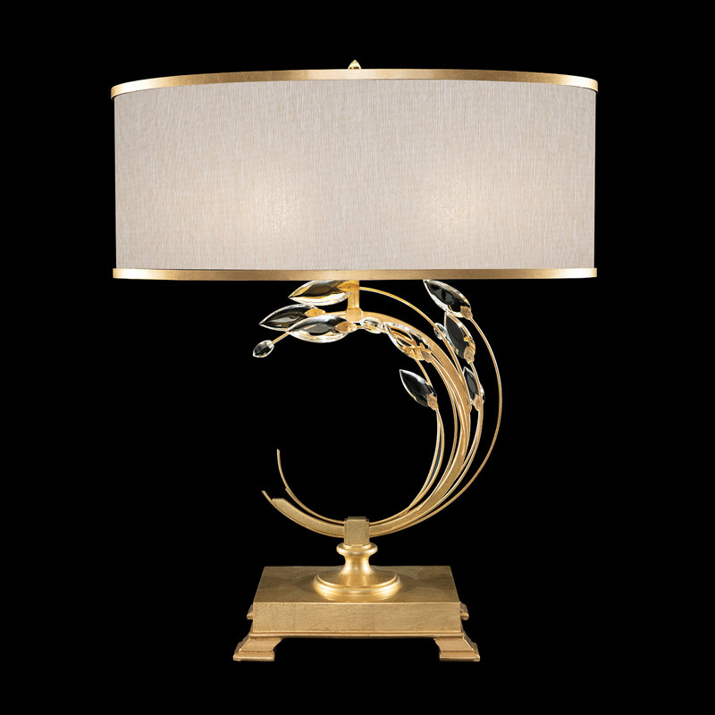 Lampe de table en cristal 31 po, Doré, Beige