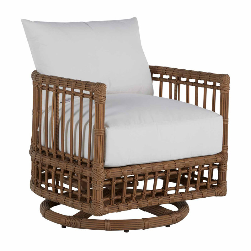 Newport Swivel Patio Chair with Cushions, No Welt, Rollo Lace