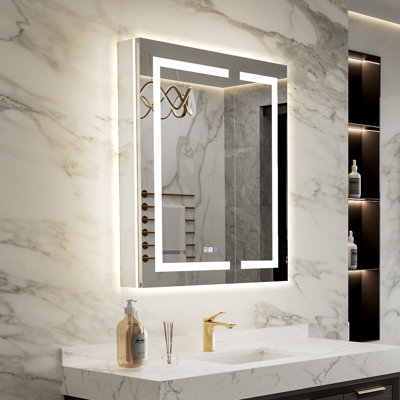 30 in. W x 36 in. H Recessed/Surface Mount LED Medicine Cabinet with Mirror and GFCI
