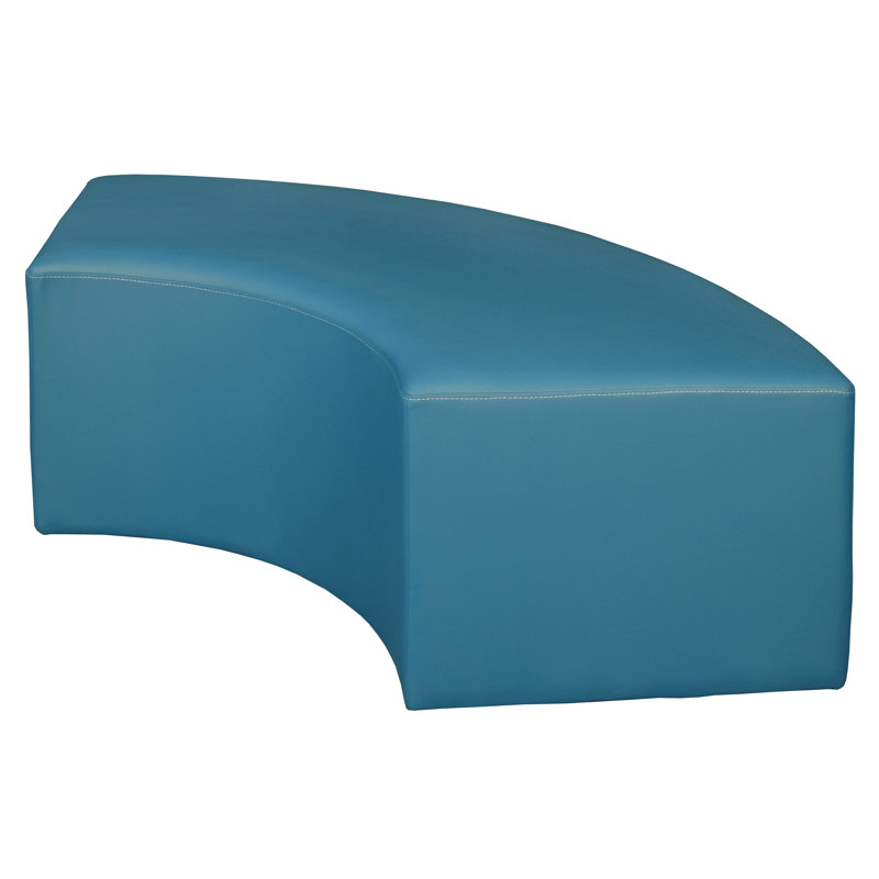 Aurora Curved Vinyl Ottoman, Peacock Teal Faux Leather