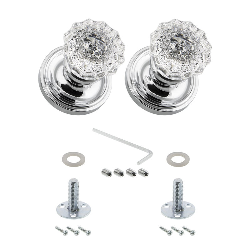 Classic Rosette with Crystal Door Knob, Bright Chrome