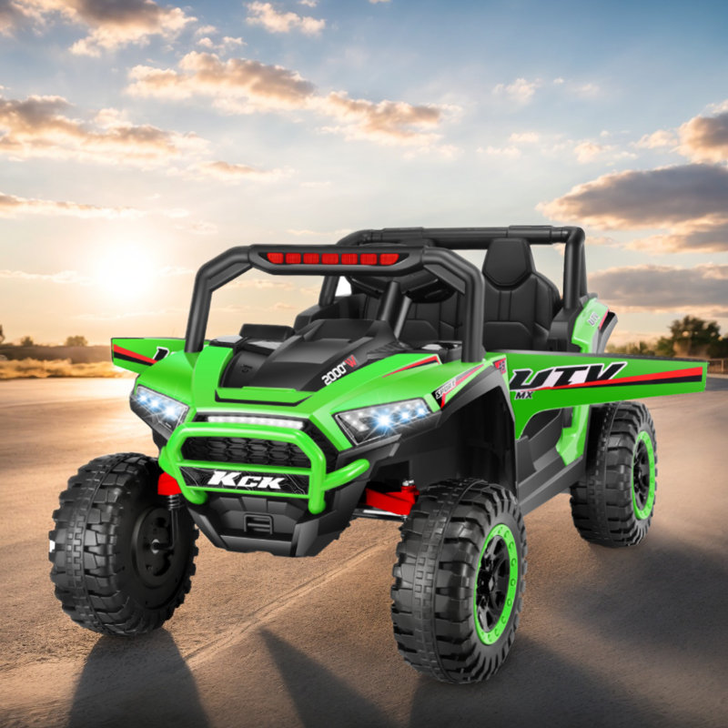 24V 2 Seater Ride On Car With Remote Control, Powered Ride On UTV Toys For Boys, Girls, Ages 3-8, Electric Car W/ Colorful LED Lights, Bluetooth, MP3, USB, 5MPH