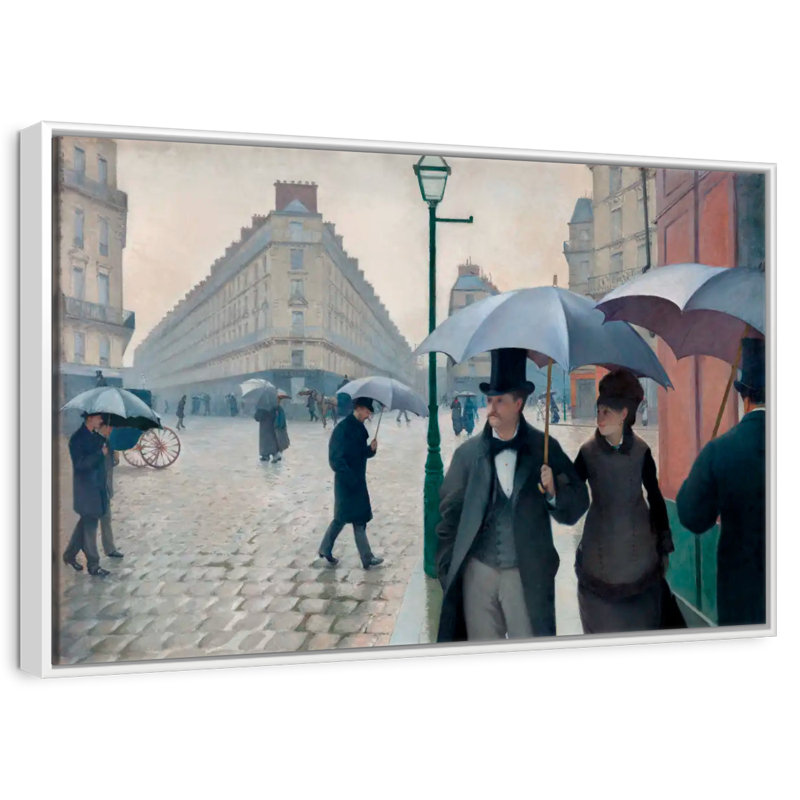 Paris, Paris, jour de pluie 1877, Cadre flottant blanc, 13 po x 9 po