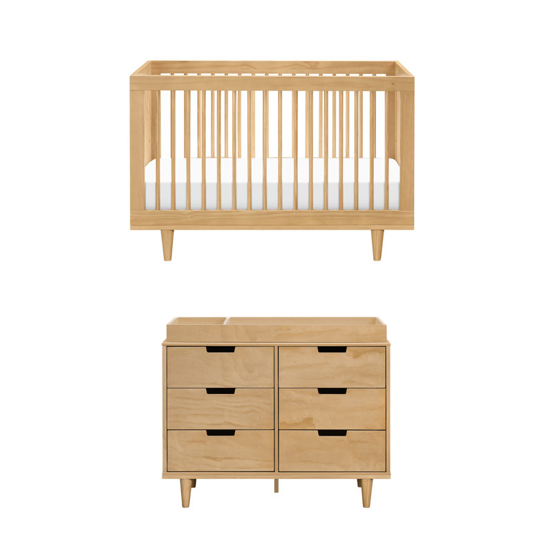 Lit de bébé et commode 6 tiroirs Marley, Miel
