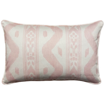 Shell-pink Reversible Ikat Pillow Cover And Insert