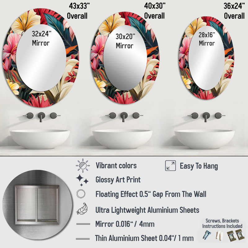 Miroir mural togut, H 40 po x l 30 po