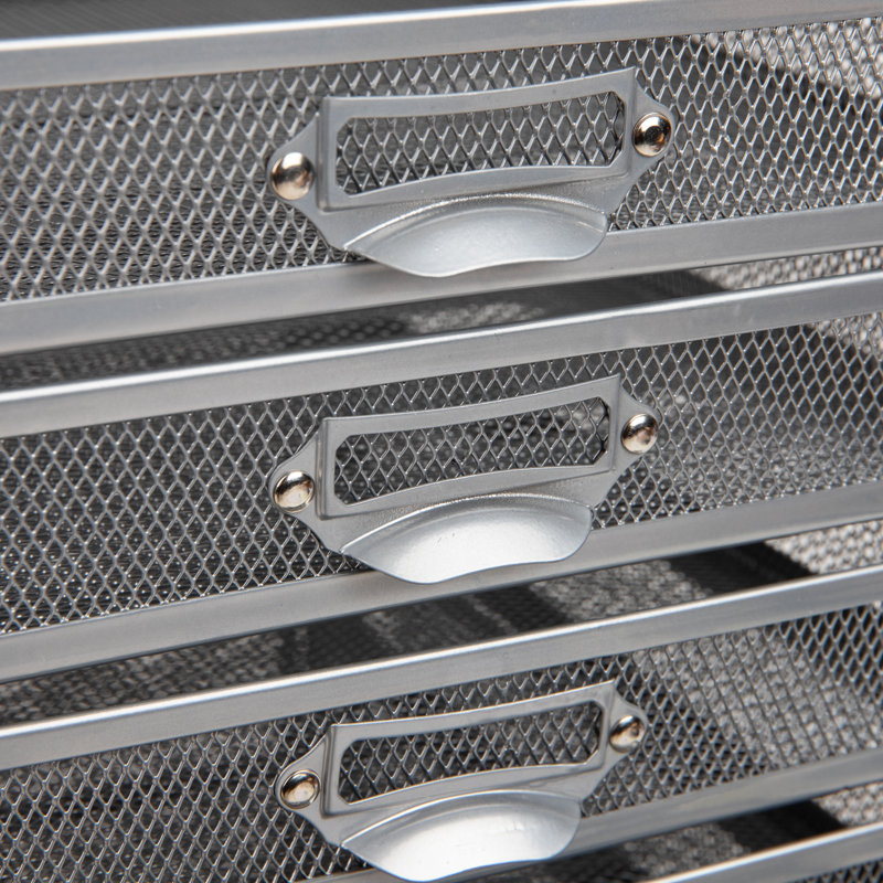 Sleek Silver Metal Mesh 10-Drawer Desktop Organizer Cabinet
