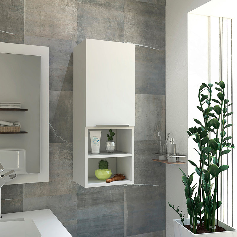Mila  Bathroom Cabinet, Two Internal Shelves, Two External Shelves, Single Door -White, White