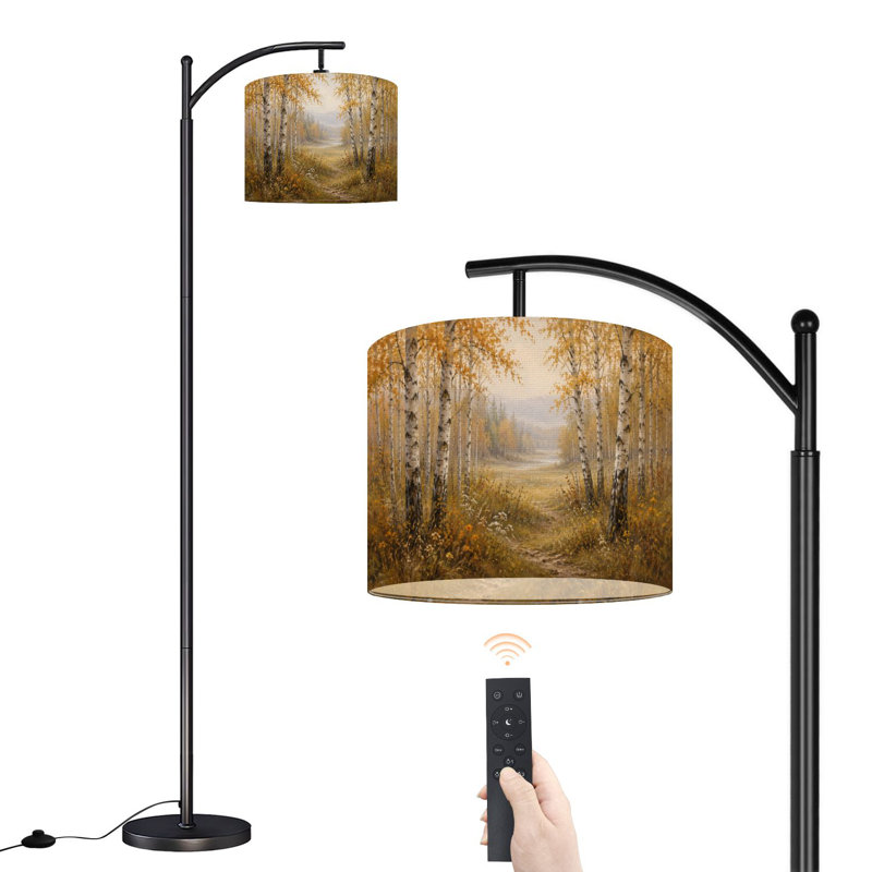 Lampe sur pied à arc avec abat-jour ajustable Lampe matinale à feuilles de brume en pointillé pour le paysage