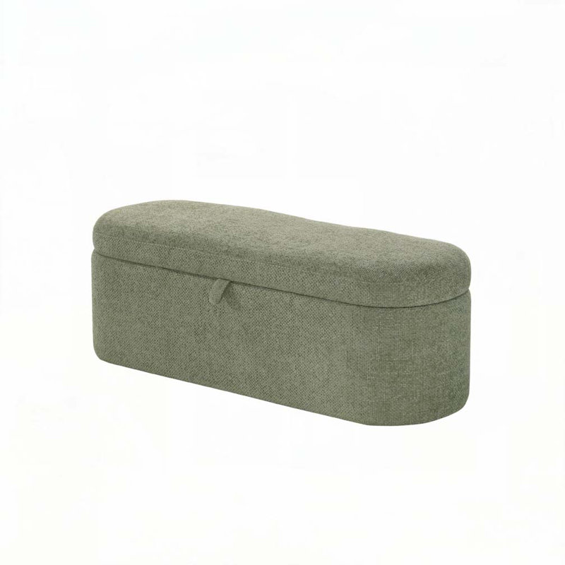 Banc de rangement rembourré, Vert clair