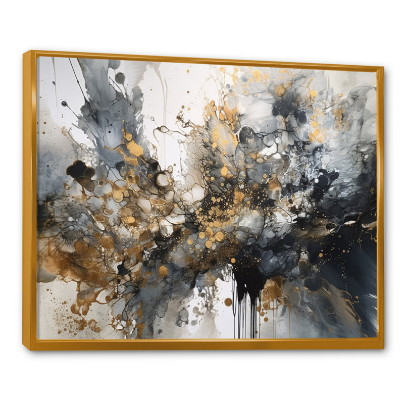 Gris gris délicat abstrait coups de pinceau V - art mural abstrait en marbre, H 16 po x l 32 po x P 1 po