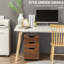 Armoire de bureau avec roulettes et 3 tiroirs, grain de bois brun, unité de tiroir de rangement pratique, optimiser