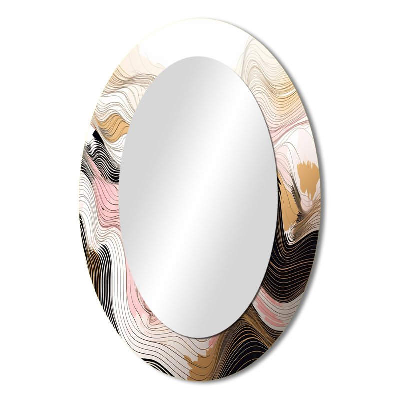 Exploration des lignes abstraites V - miroir mural ovale moderne, 36 po x 24 po