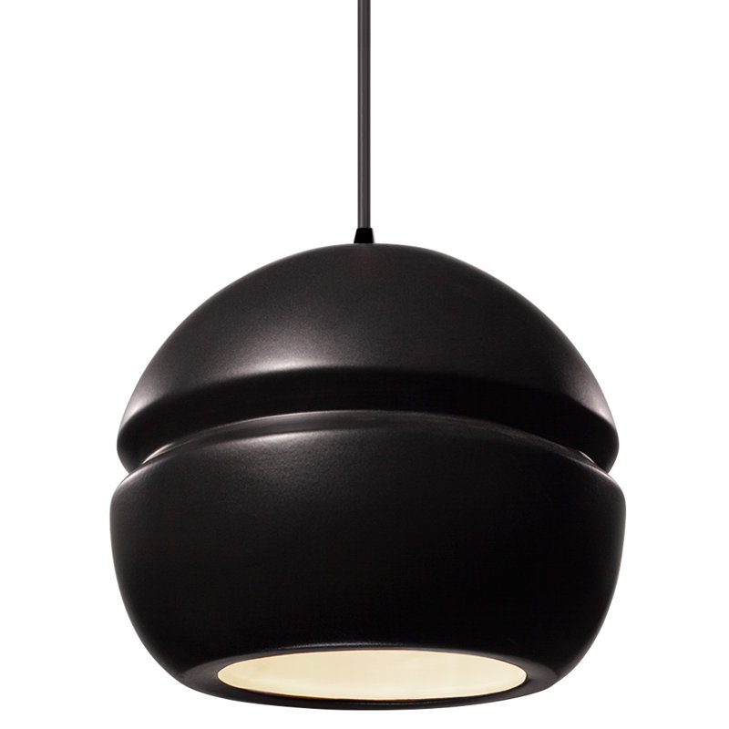 Luminaire suspendu à 1 lumière Logan, Noir mat, Noir mat carbone