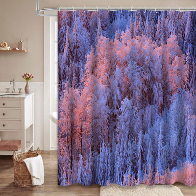 Rideau de douche Winter Twilight Forest Mountain