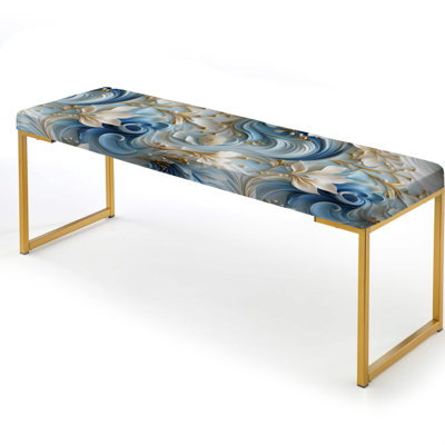 Ethereal Rococo Swirls Victorian Pattern II - Floral Upholstered Gold Bench
