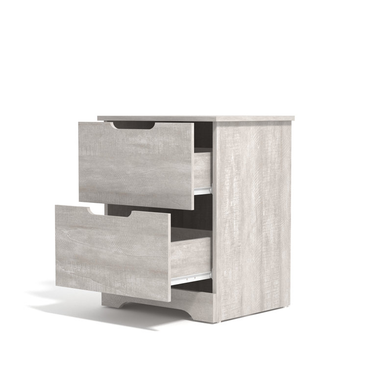 Ensemble de table de chevet 2 tiroirs H 23,7 po Aroob, Chêne gris cendré, Individuel