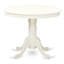 L'ensemble de 3 tables de salle à manger modernes comprend une table de cuisine ronde avec piédestal et 2 chaises de salle à manger Parsons en tissu gris, lin blanc-1799340583-1799340582-1847808057