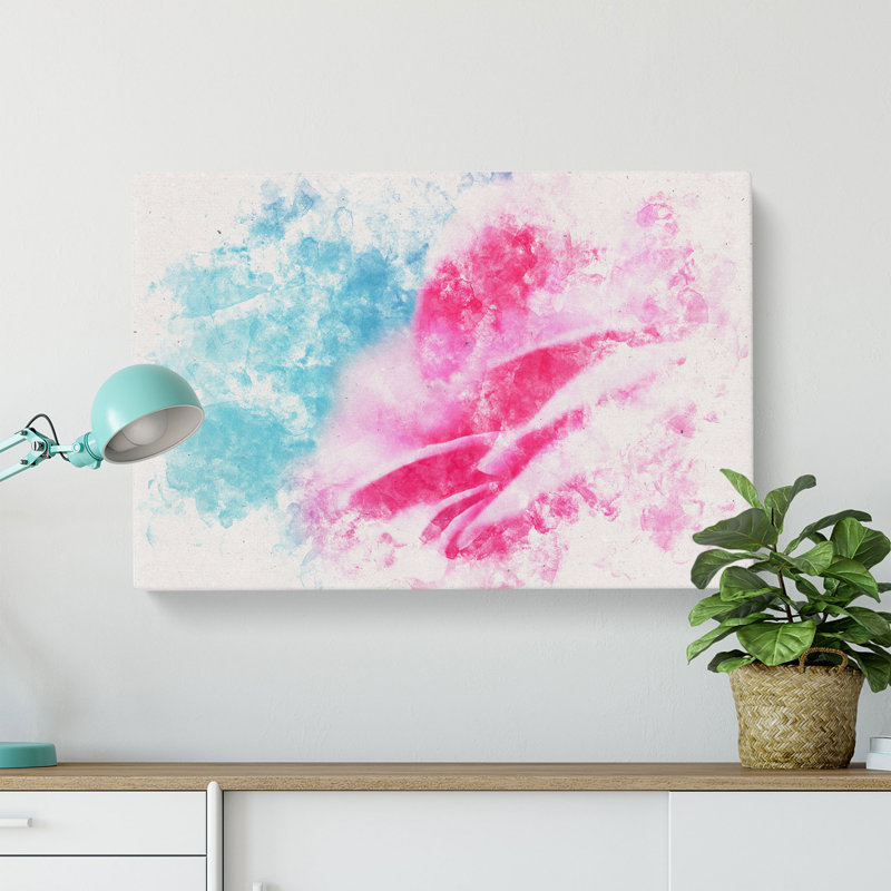 Pink Carnation On Blue - Wrapped Canvas, 50cm H x 76cm W x 3cm D