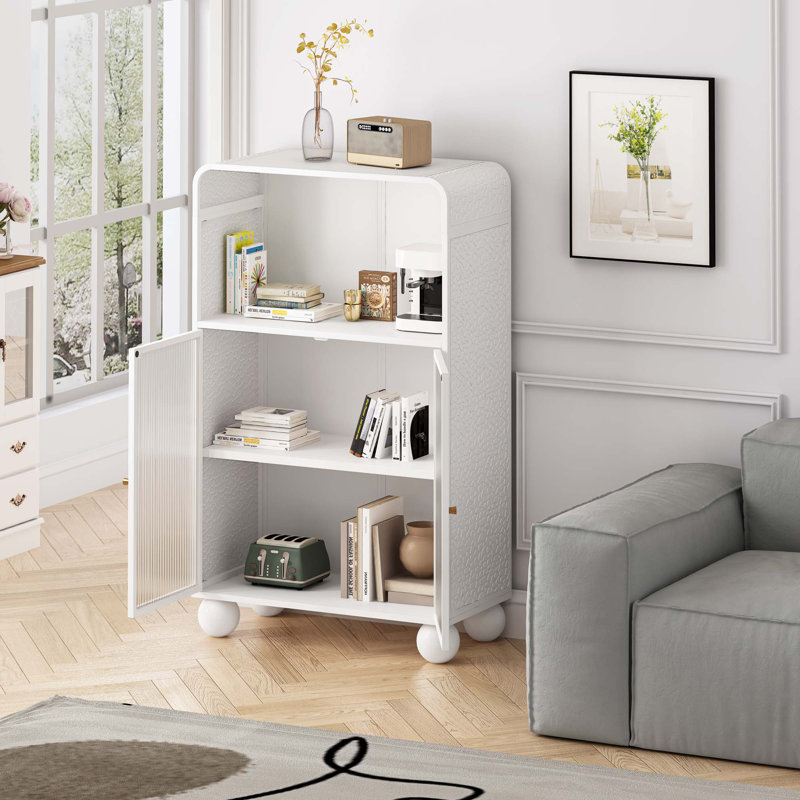 Armoire de rangement pour salle de bain H 45,28 po avec porte vitrée et tablettes