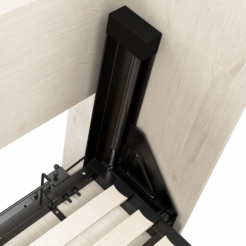 Grand lit Arlex et 2 étagères avec portes (126 W), Chêne blanc lin