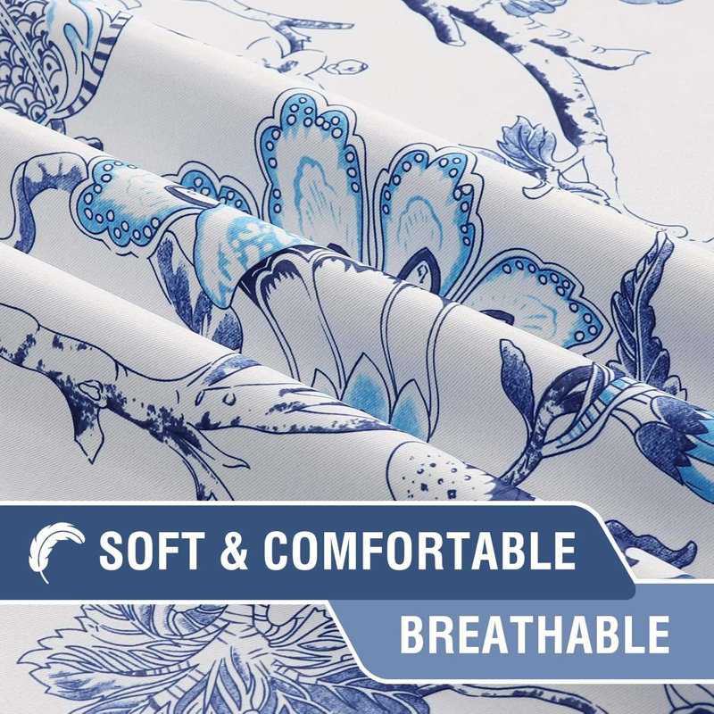 Blackout Curtains 2 Panels Set Floral Print Curtain Drapes for Living Room Thermal Insulated Grommet Window Curtains for Bedroom