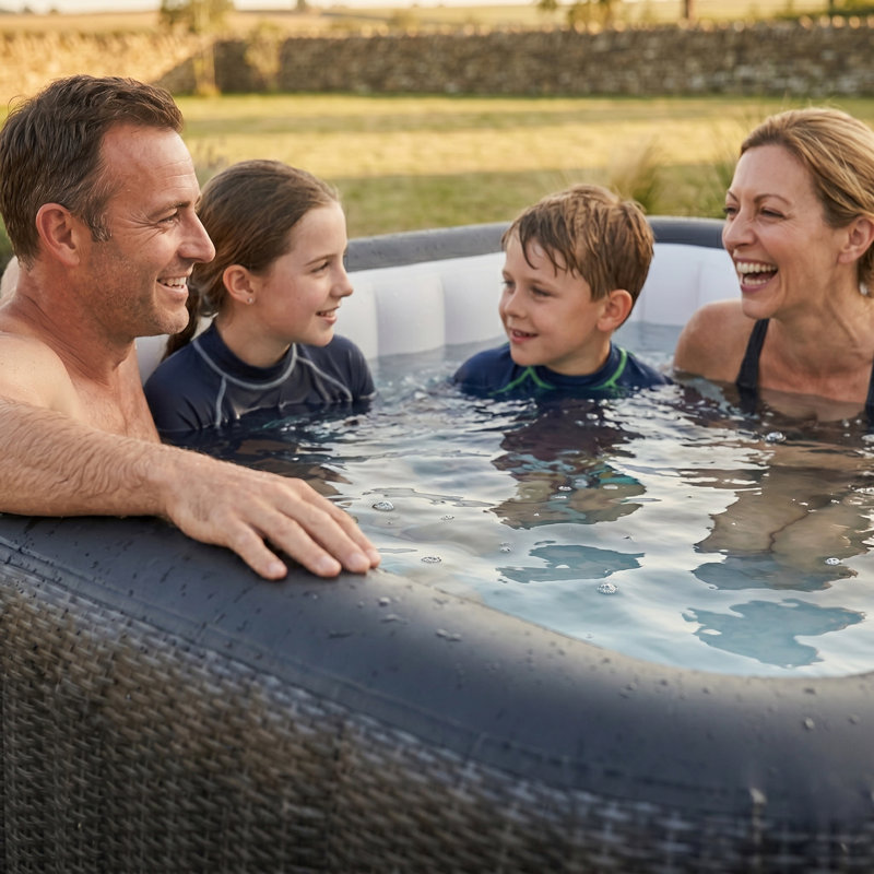 WAVE 3 Person Square Inflatable Hot Tub, Slate Rattan