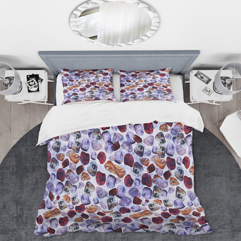 Precious Stones Ii foncé - ensemble de housse de couette moderne - microfibre de polyester