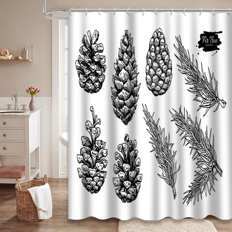 Rideau de douche sapin de Noël avec 12 crochets, L 72 po x l 84 po