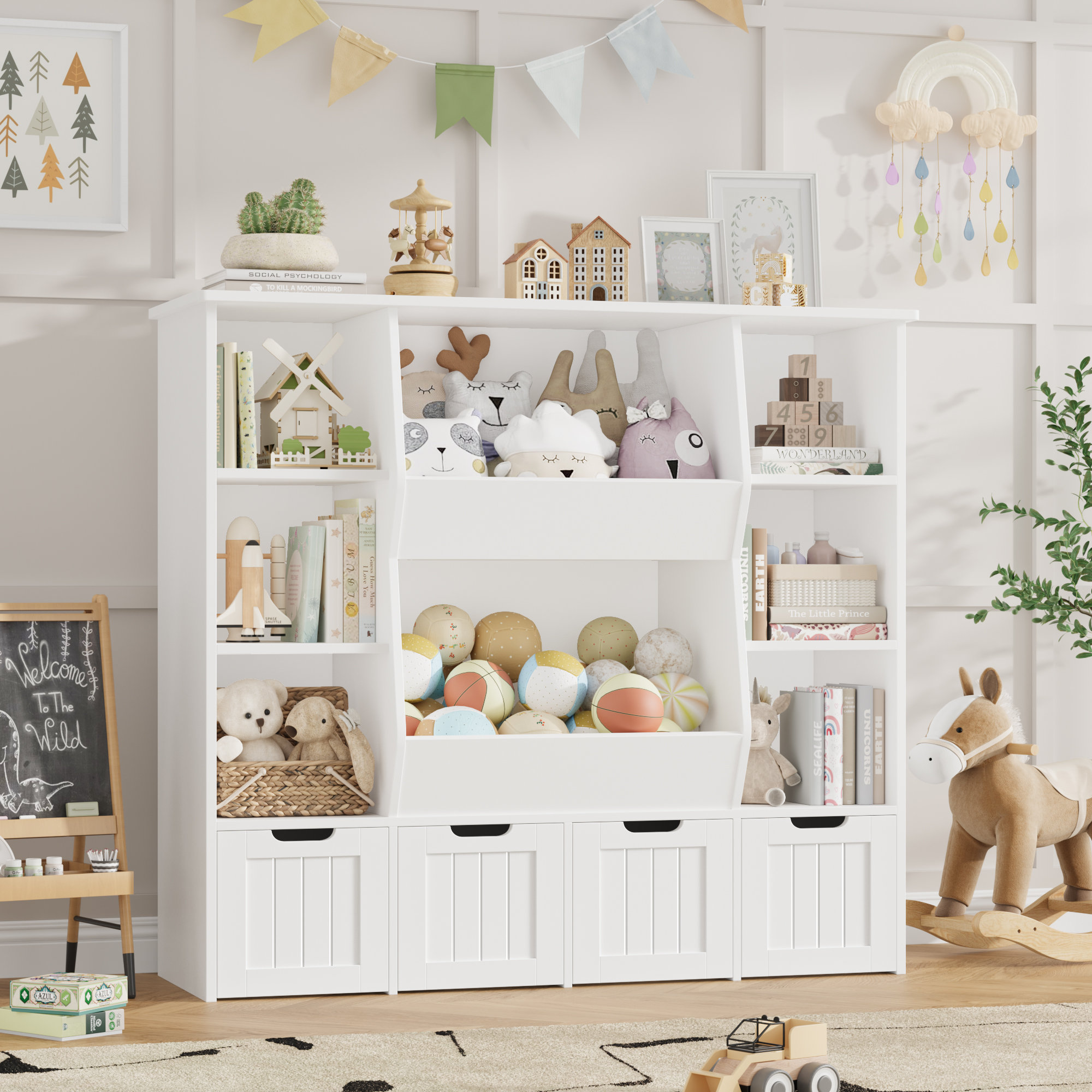 Removable Window Bookcase Isabelle & Max™ 49'' H X 46.5'' W Furniture Cube Bookcase, With 4 ...