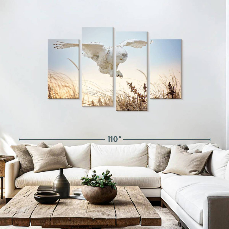 Brampt Flying Snowy Owl, 48"H x 75"W