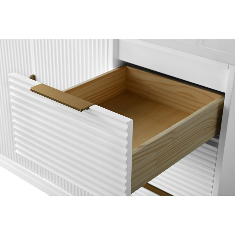 Lissandra 60" Single Bathroom Vanity In White With Engineered Stone Top