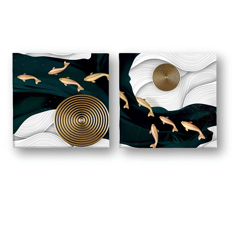 Elegant Decorative Canvas Paintings (2 Pieces), 15.8 x 15.8 Inches Each | 100% Canvas with 100% Wooden Frame | Perfect for Living Room or Bedroom Decor, Eye-Catching Art for Modern Spaces