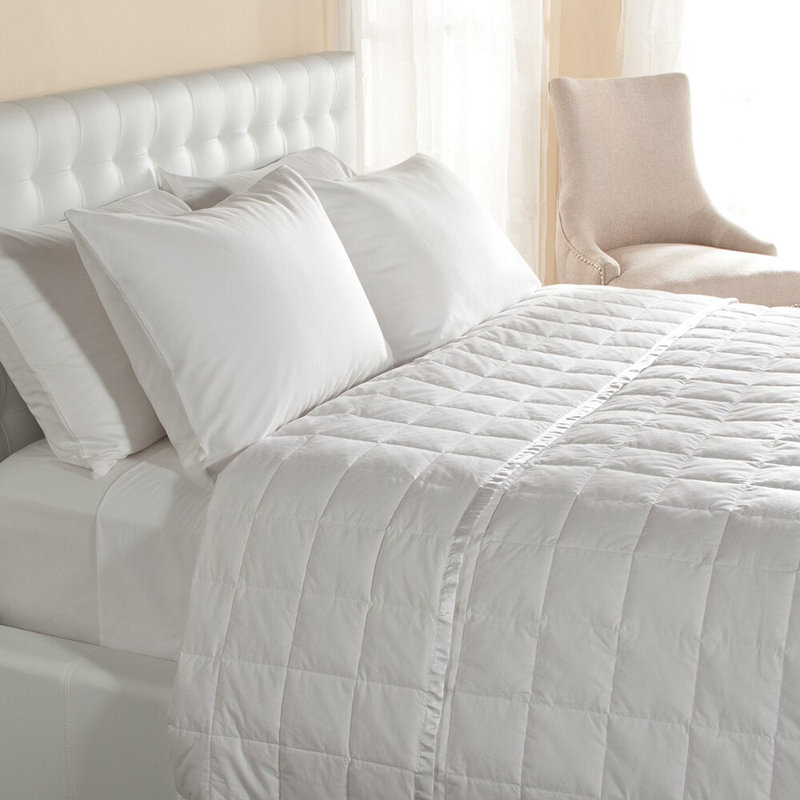 Quilted Throw Blanket, White, Queen