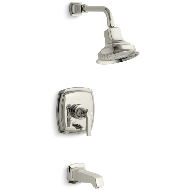 Margaux Rite-Temp Pressure-Balancing Bath and Shower Faucet Trim with Push-Button Diverter, Valve Not Included, Lever Handle