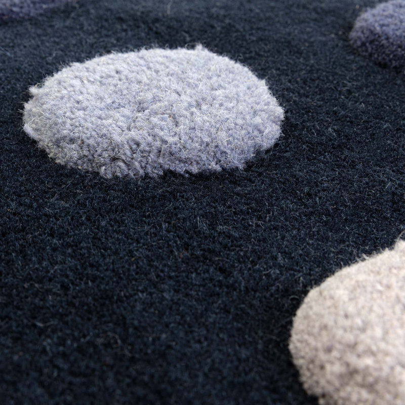 Nazrana Hand Woven Polka Dot Navy Area Rug, Rectangle 200 x 300cm