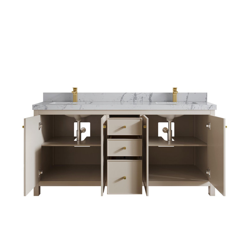 Meuble-lavabo double 72 po avec plateau Chicago, Venatino