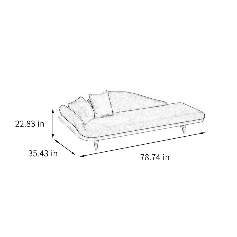 Simple fashion modern elegant casual chaise lounge, Off-White/Blue, Left Hand Facing
