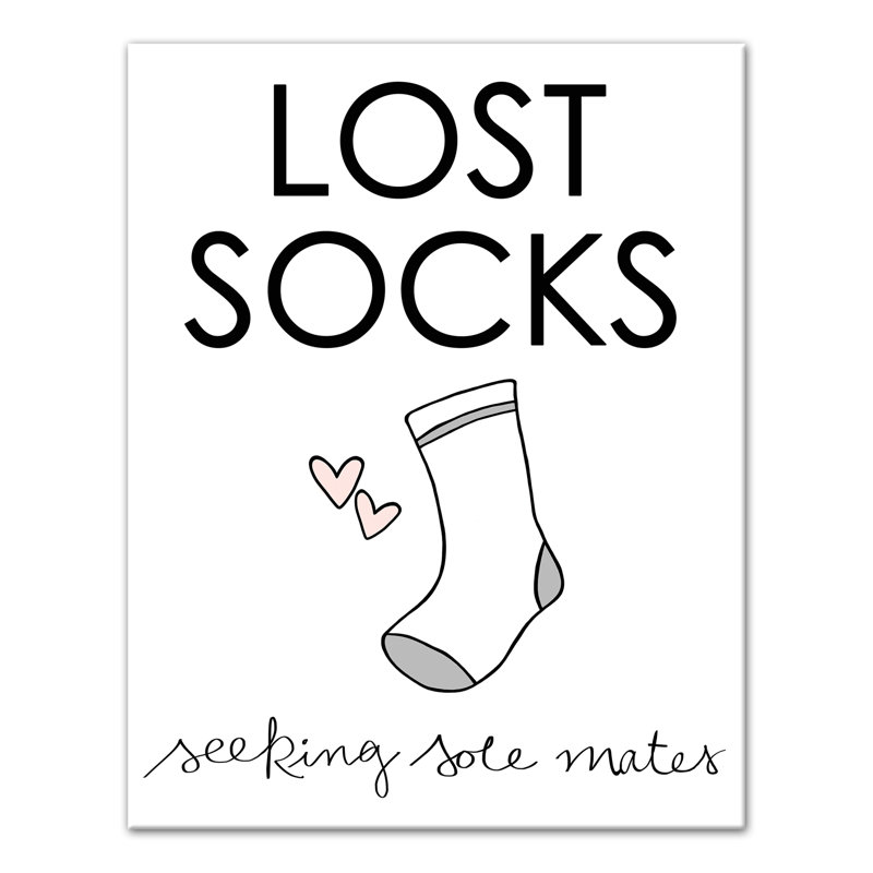 «Lost Socks Laundry Room», reproduction d'art textuel sur toile, H 14 po x l 11 po, Toile tendue