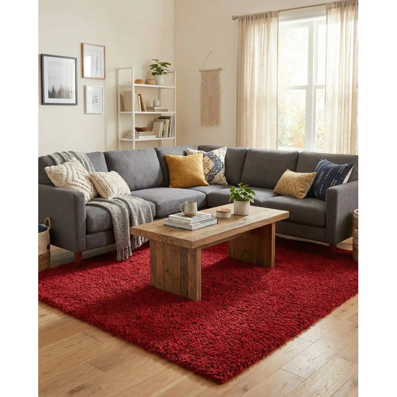 Tapis rouge cerise Angeline, Carré 7 pi 10 po