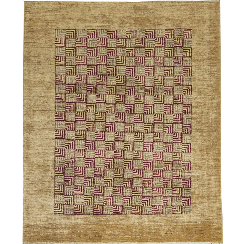 Tapis doré et rouille de haute qualité noué à la main