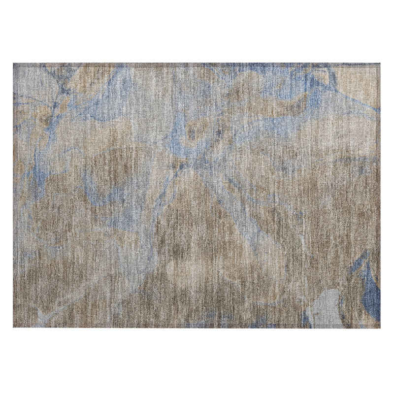 Machine Washable Indoor/Outdoor Xhevrie Taupe Rug, Rectangle 1'8" x 2'6"